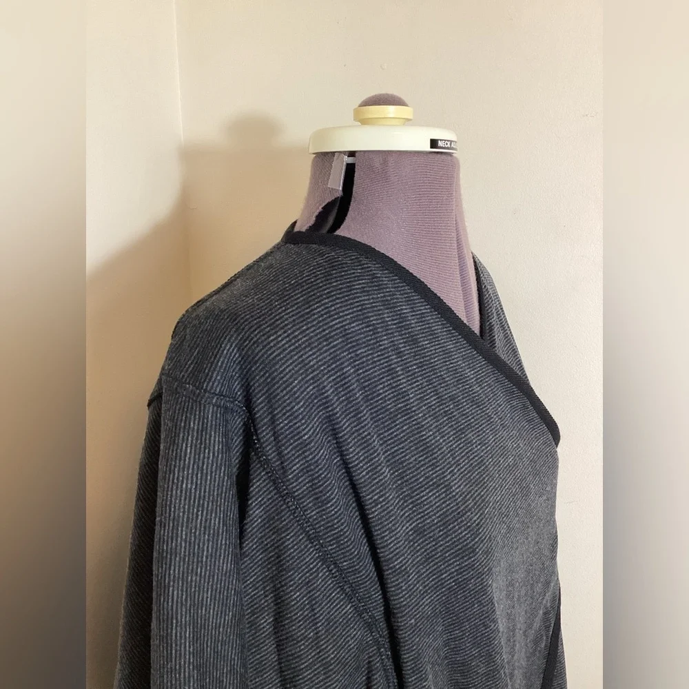 Matthildur Icelandic Side Button Boxy Cardigan Size S Asymmetrical Striped Boho - Picture 7 of 16
